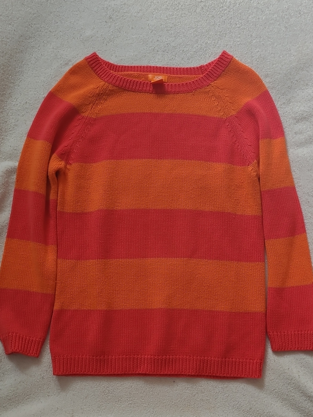 Joe Fresh Striped Crewneck Sweater Red & Orange Like New